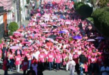 Ecatepec da inicio a la Ruta Rosa 2025 con multitudinaria caminata por el cancer de mama Foto: cuenta X: @azucenacisneros